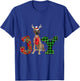 Joy Christmas Lights Fawn Great Dane Dog Santa Hat Pajama T-Shirt - T-Shirt | Royal