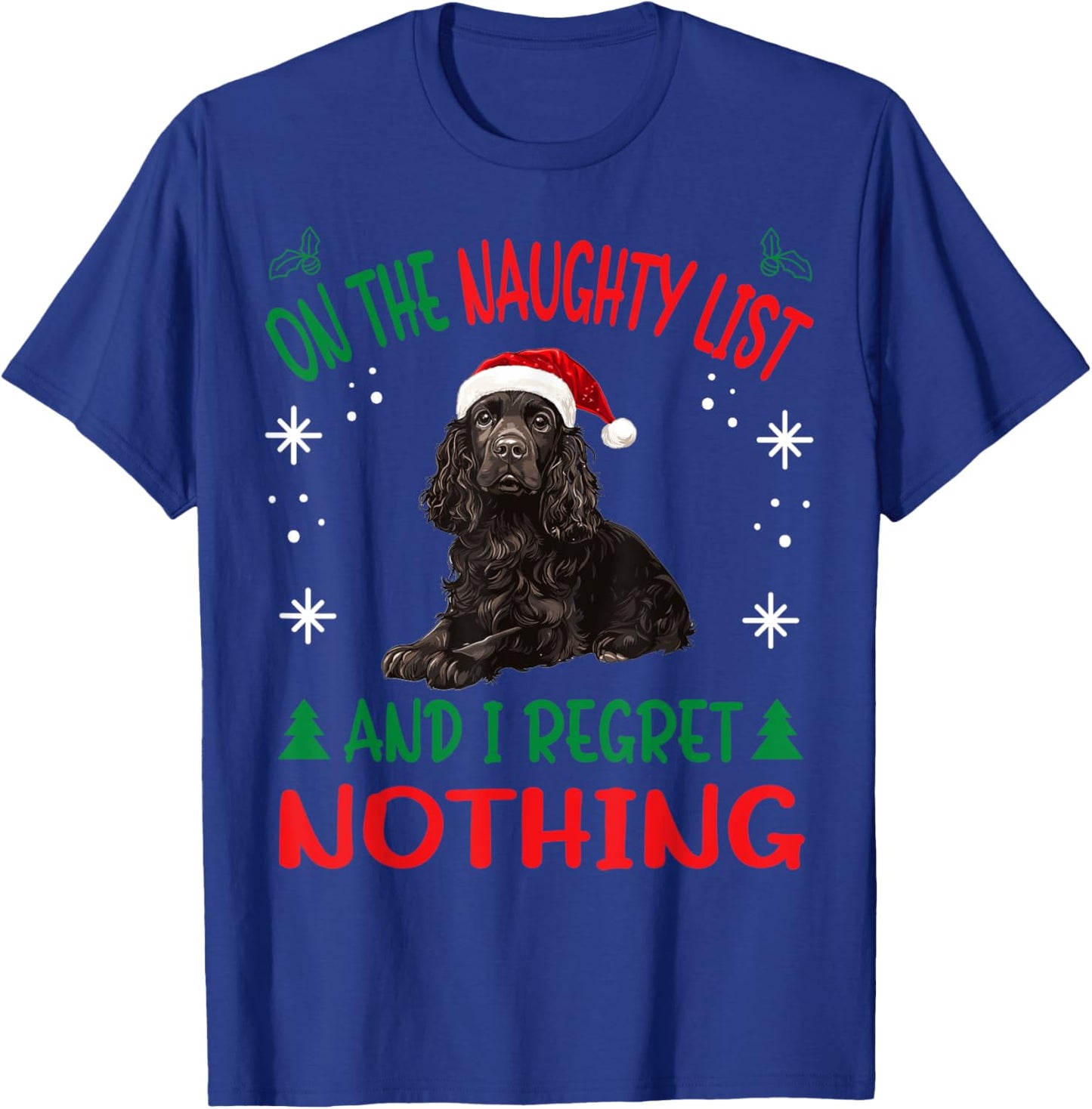 Cute Boykin Spaniel Dog Christmas On The Naughty List and I T-Shirt - T-Shirt | Royal