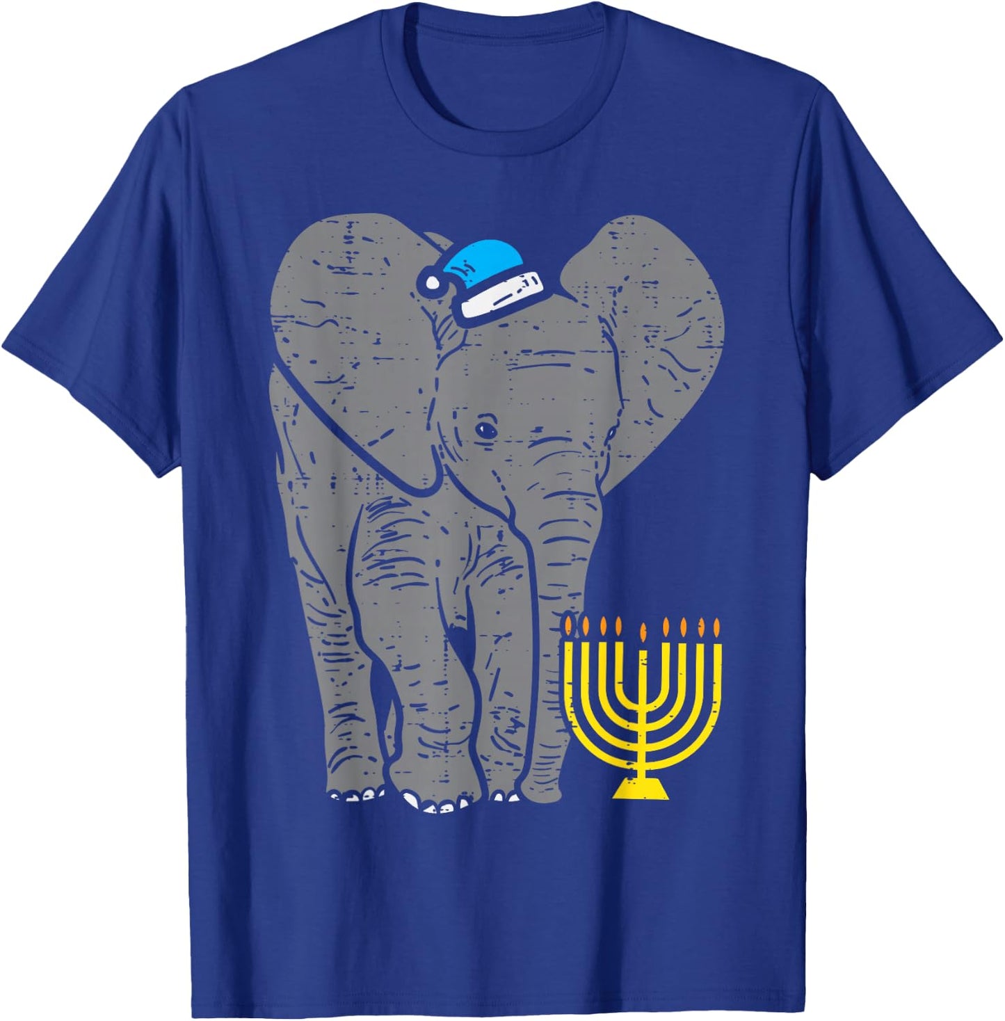 Jewish Elephant Menorah Hanukkah Chanukah Animal Lover Gift T-Shirt - T-Shirt | Royal