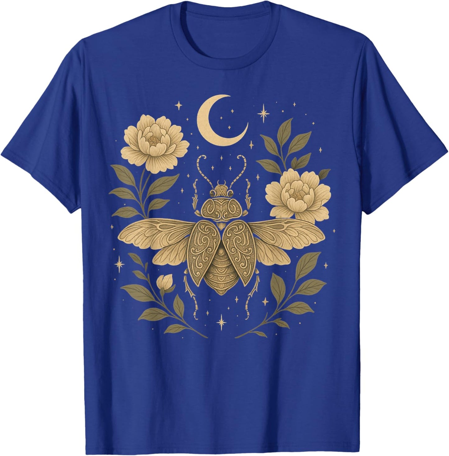 Celestial Beetle Bloom Mystical Insect Moon Garden boho T-Shirt - T-Shirt | Royal