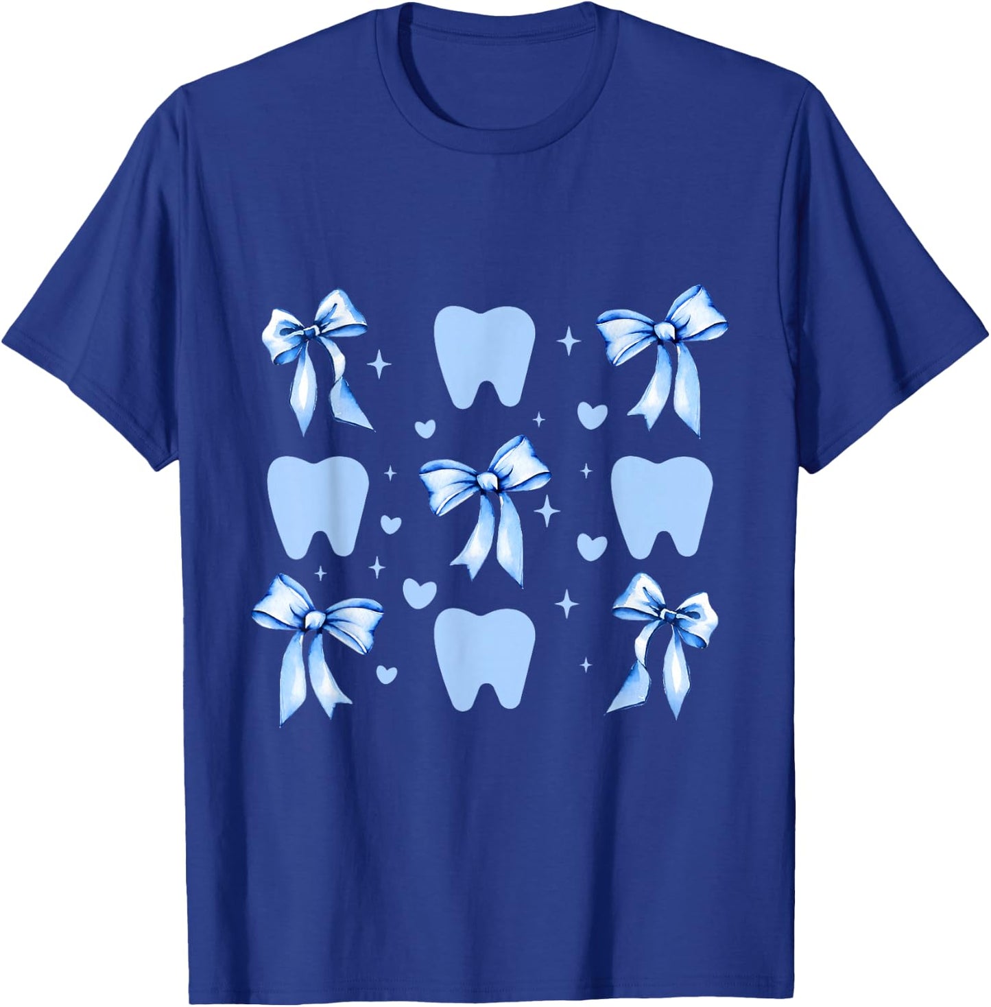 Cute Tooth Dental Assistant Coquette Bow Hygiene Oral RDH T-Shirt - T-Shirt | Royal