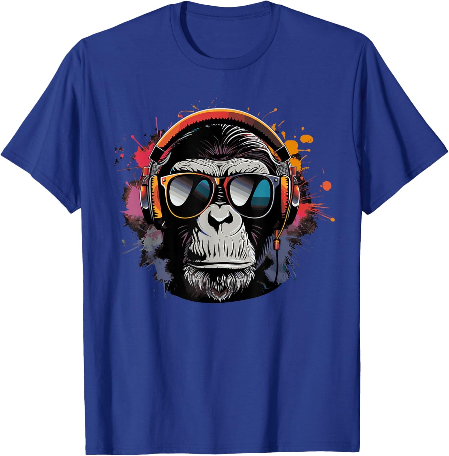 DJ Monkey with Sunglasses DJ Monkey Headphones T-Shirt - T-Shirt | Royal