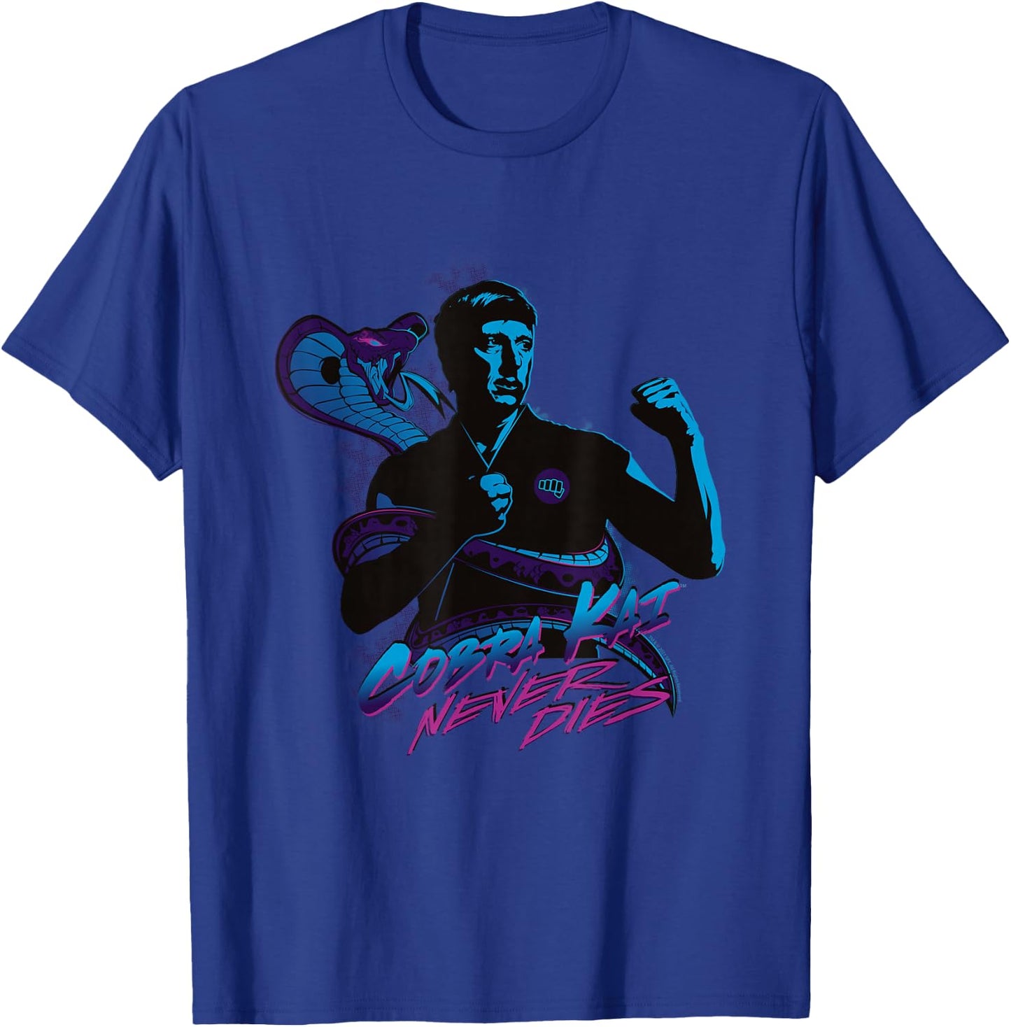 Cobra Kai Never Dies Johnny Blue Silhouette TV Show T-Shirt - T-Shirt | Royal