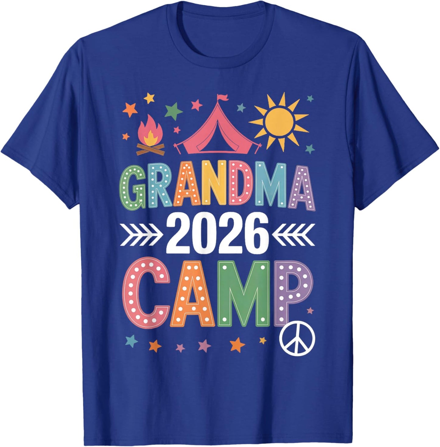 Grandma Camp 2026 Family Vacation Summer Camping Crew Kids T-Shirt - T-Shirt | Royal