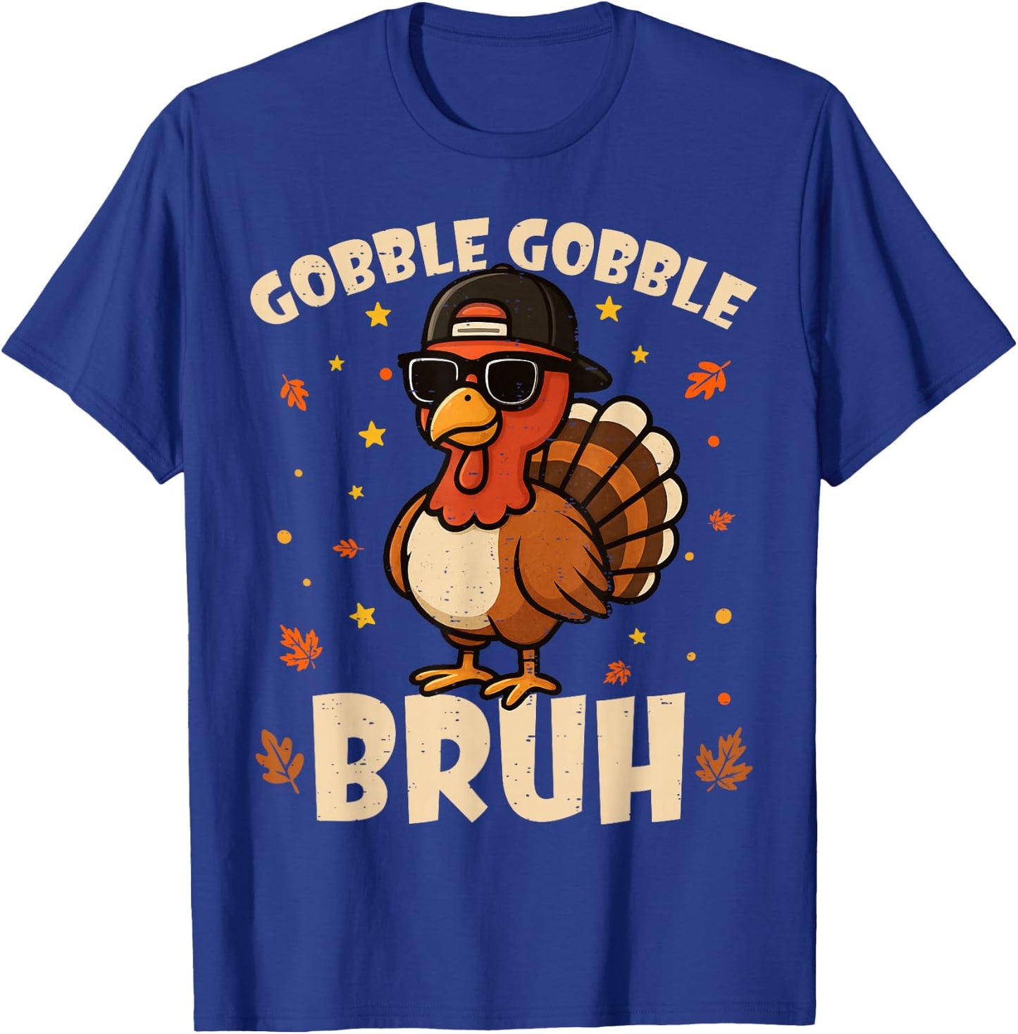 Bruh Funny Thanksgiving Turkey Gobble Shirt Boys Girls Kids T-Shirt - T-Shirt | Royal