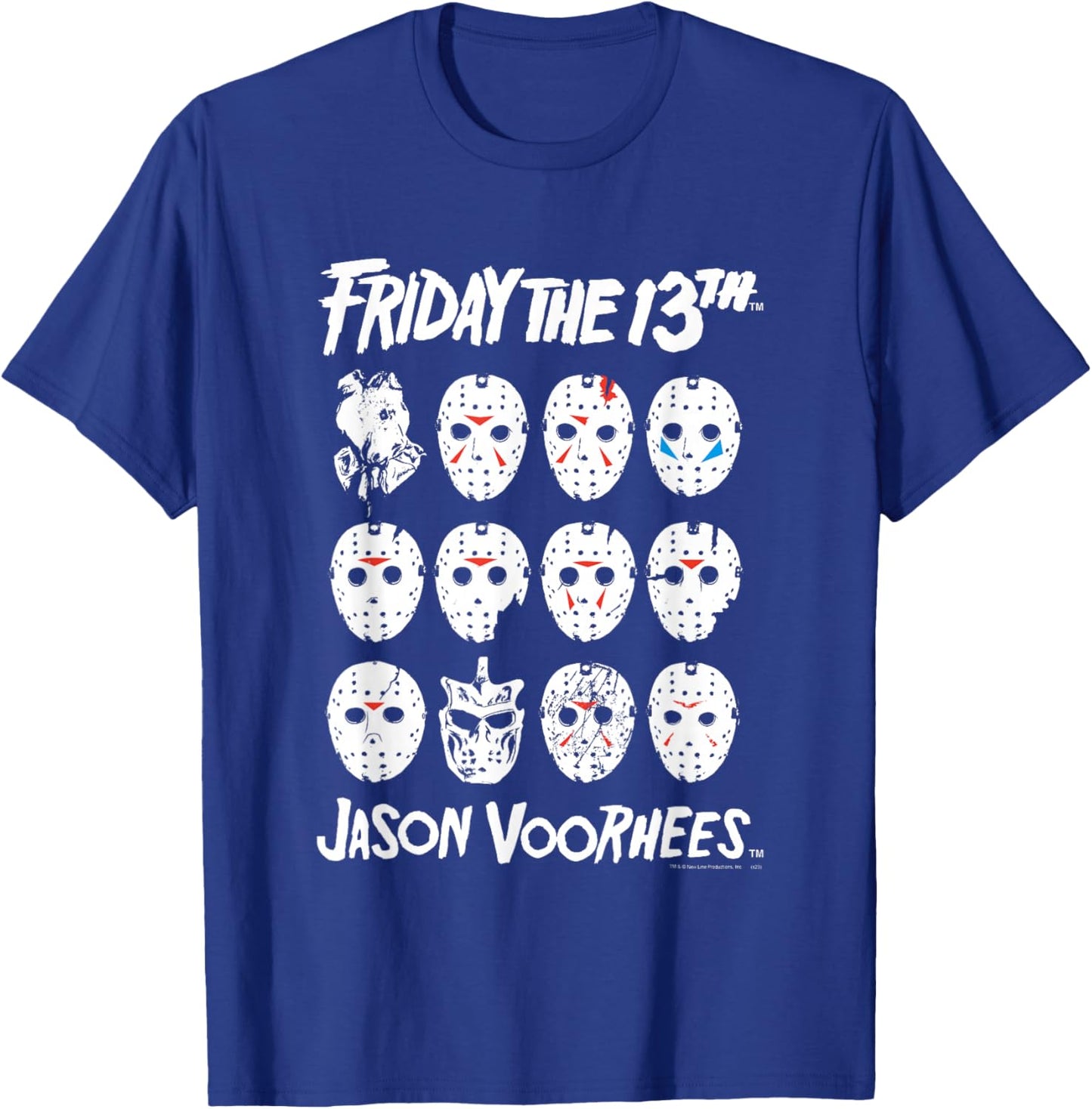 Friday The 13th The Masks of Jason Voorhees Horror Movie T-Shirt - T-Shirt | Royal