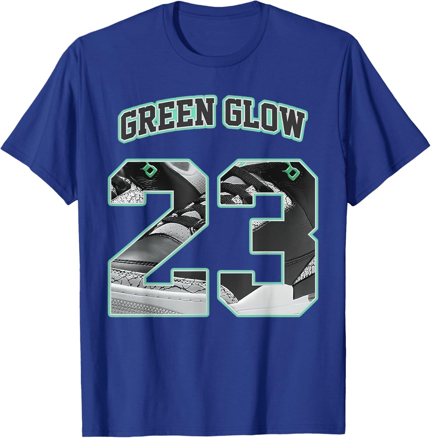 Number 23 Black Green Glow 3s Loser Lover Matching Retro T-Shirt - T-Shirt | Royal