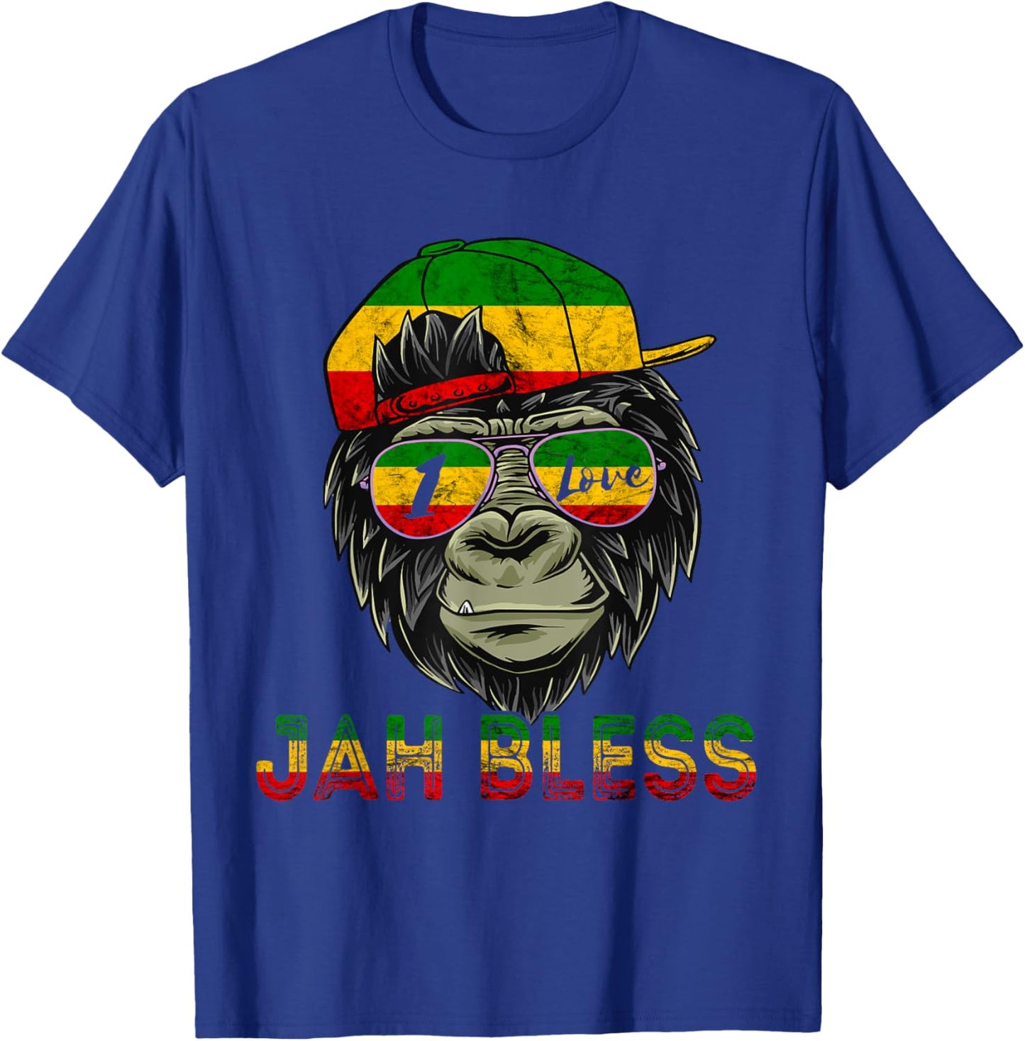 Rasta Reggae Monkey Jah Bless Reggae Music Lover Jamaica T-Shirt - T-Shirt | Royal