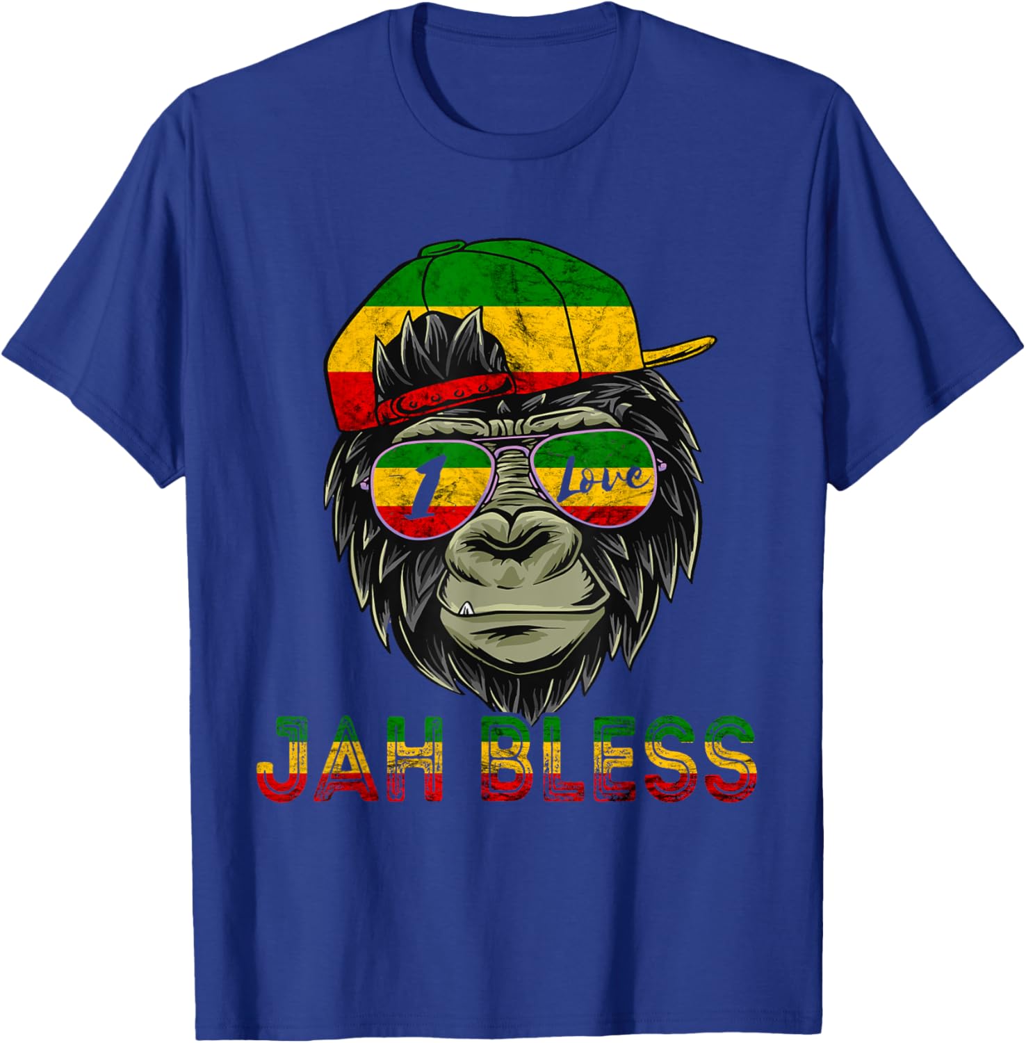 Rasta Reggae Monkey Jah Bless Reggae Music Lover Jamaica T-Shirt - T-Shirt | Royal
