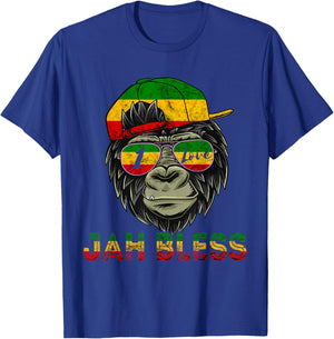 Rasta Reggae Monkey Jah Bless Reggae Music Lover Jamaica T-Shirt - T-Shirt | Royal