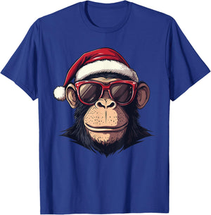 Monkey Santa Hat chimpanzee Monkey Lovers Christmas Pajama T-Shirt - T-Shirt | Royal