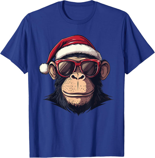 Monkey Santa Hat chimpanzee Monkey Lovers Christmas Pajama T-Shirt - T-Shirt | Royal