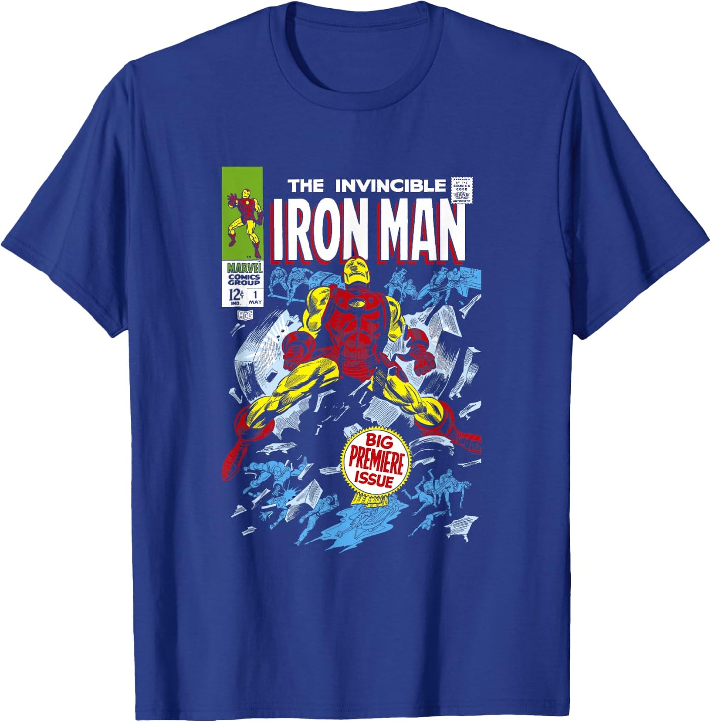 Marvel Avengers Iron Man Big Premier Issue Classic Comic T-Shirt - T-Shirt | Royal