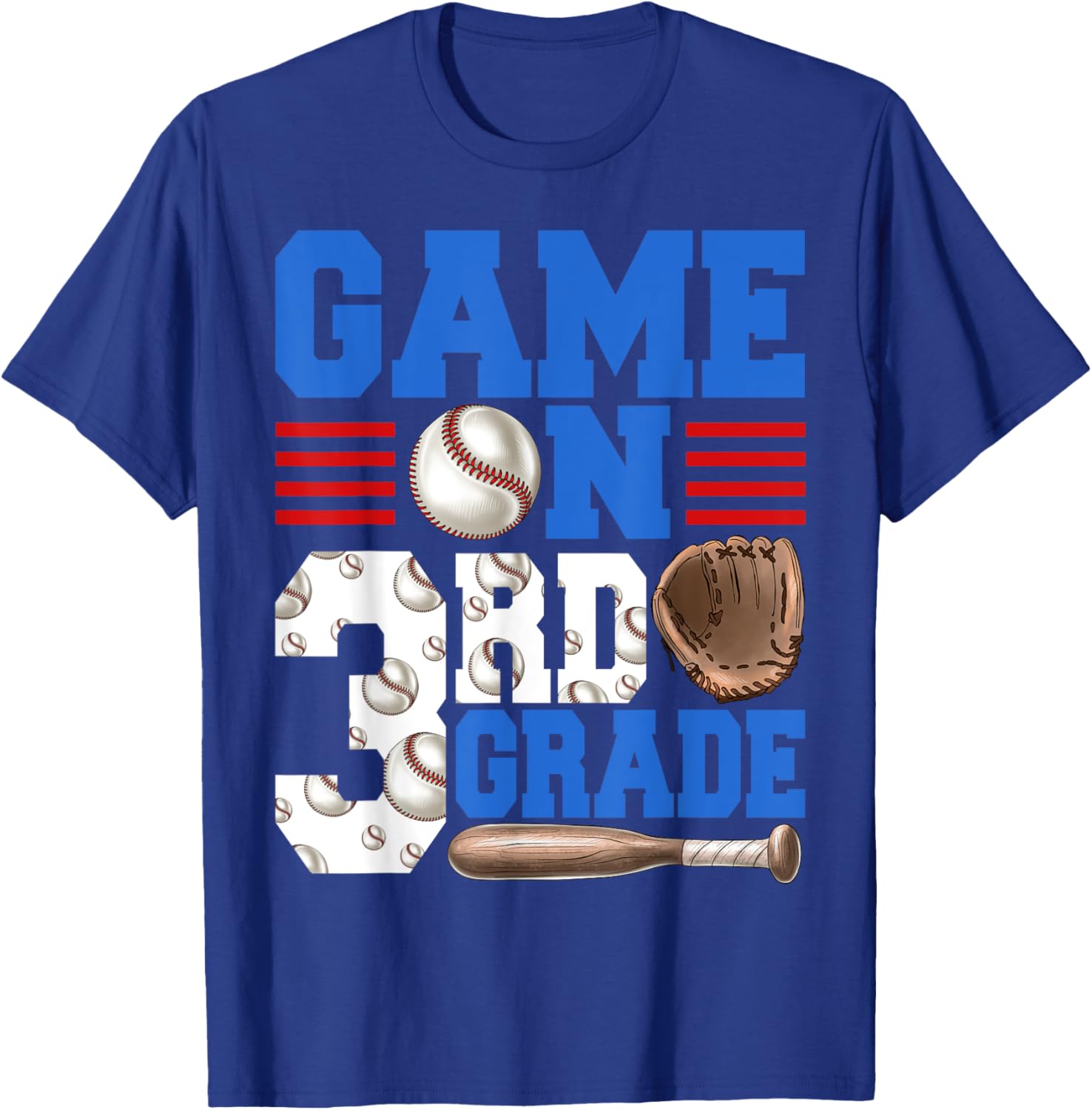 Game On 3rd Grade With Baseball Player First Day Of School T-Shirt - T-Shirt | Royal
