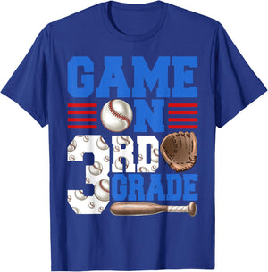 Game On 3rd Grade With Baseball Player First Day Of School T-Shirt - T-Shirt | Royal