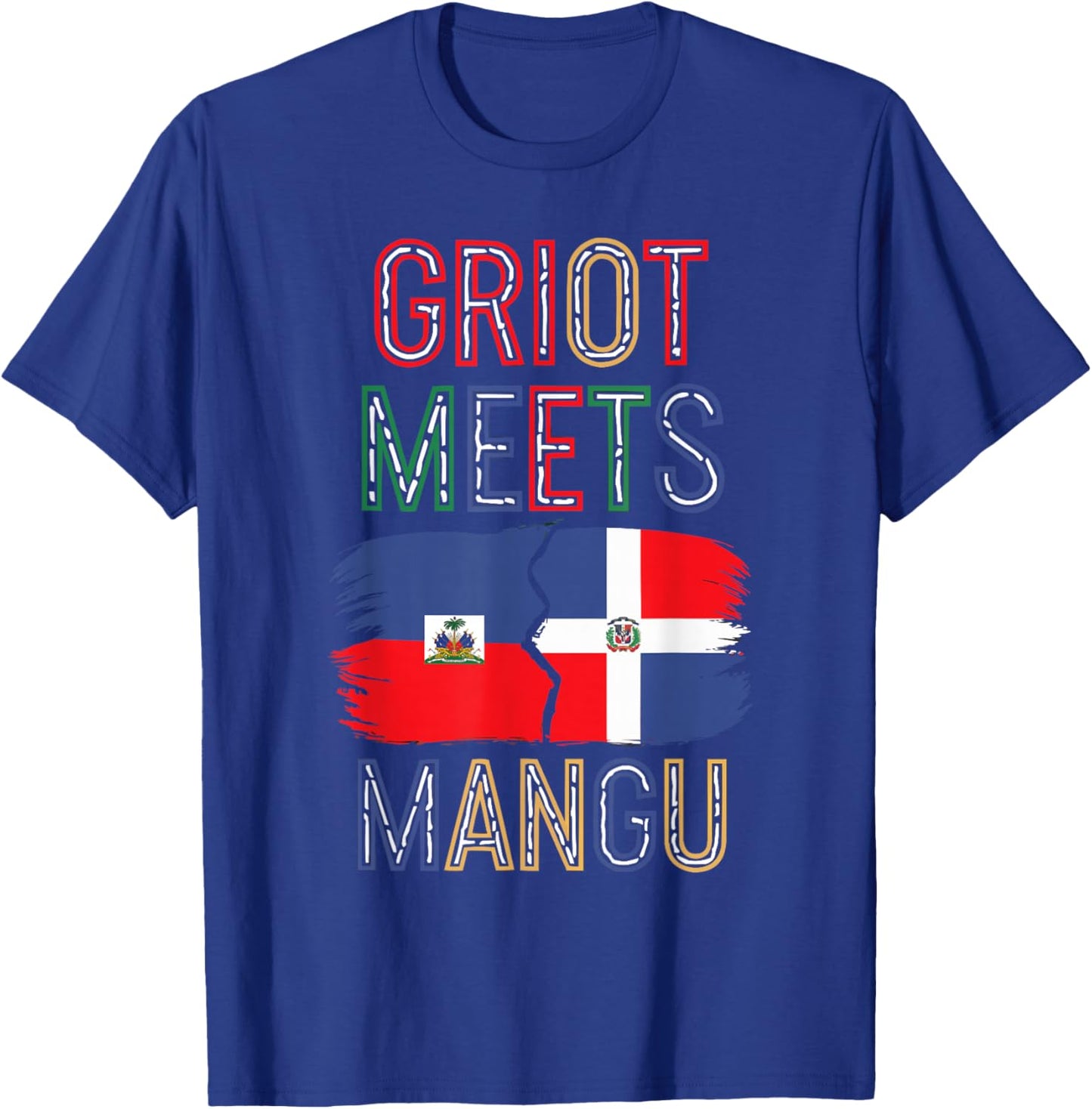 Half Haitian Half Dominican Republic Flag Haiti T-Shirt - T-Shirt | Royal