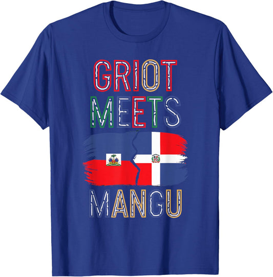 Half Haitian Half Dominican Republic Flag Haiti T-Shirt - T-Shirt | Royal