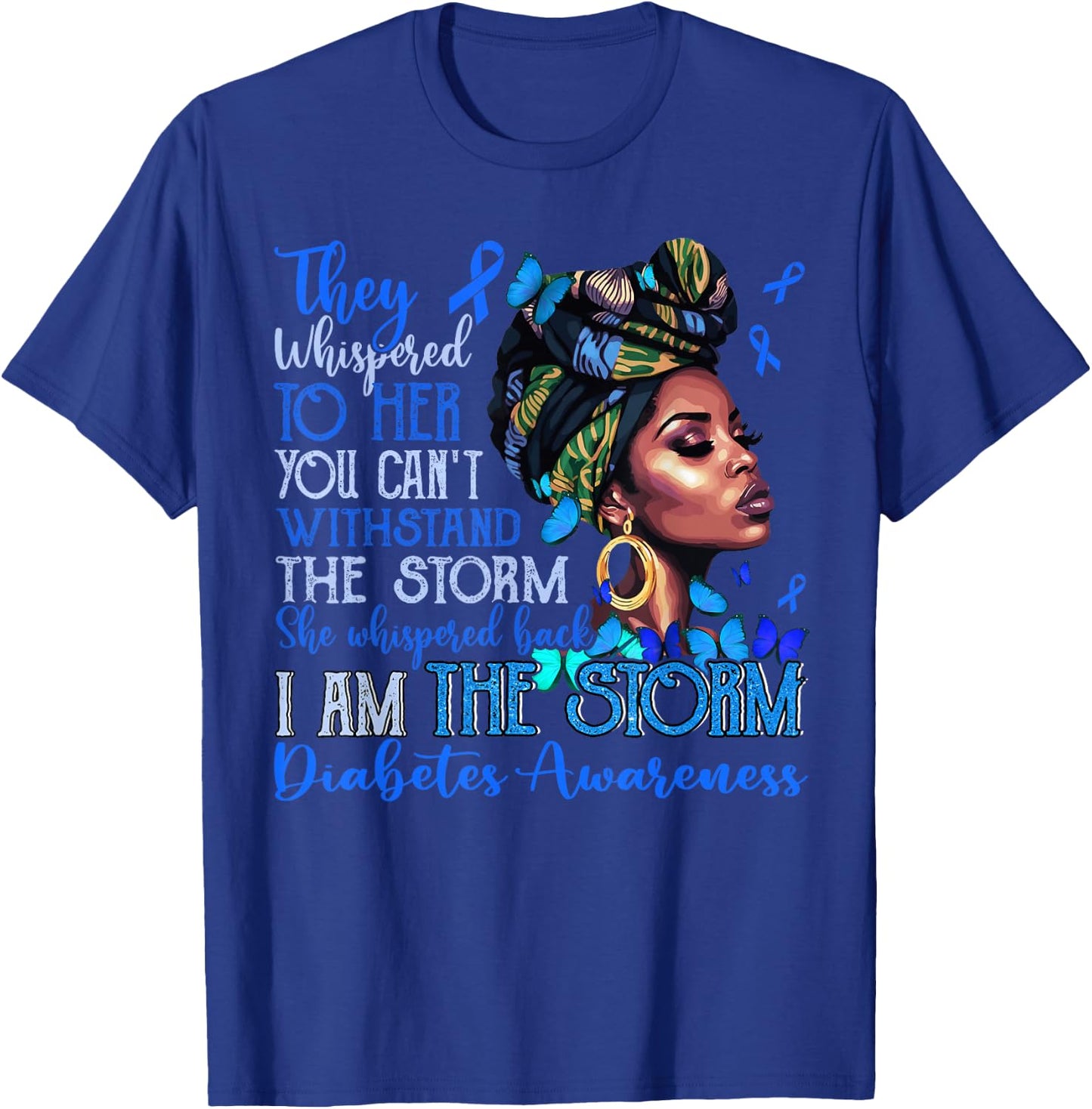 Black Women Motivation Support Diabetes Awareness Type 1 T-Shirt - T-Shirt | Royal