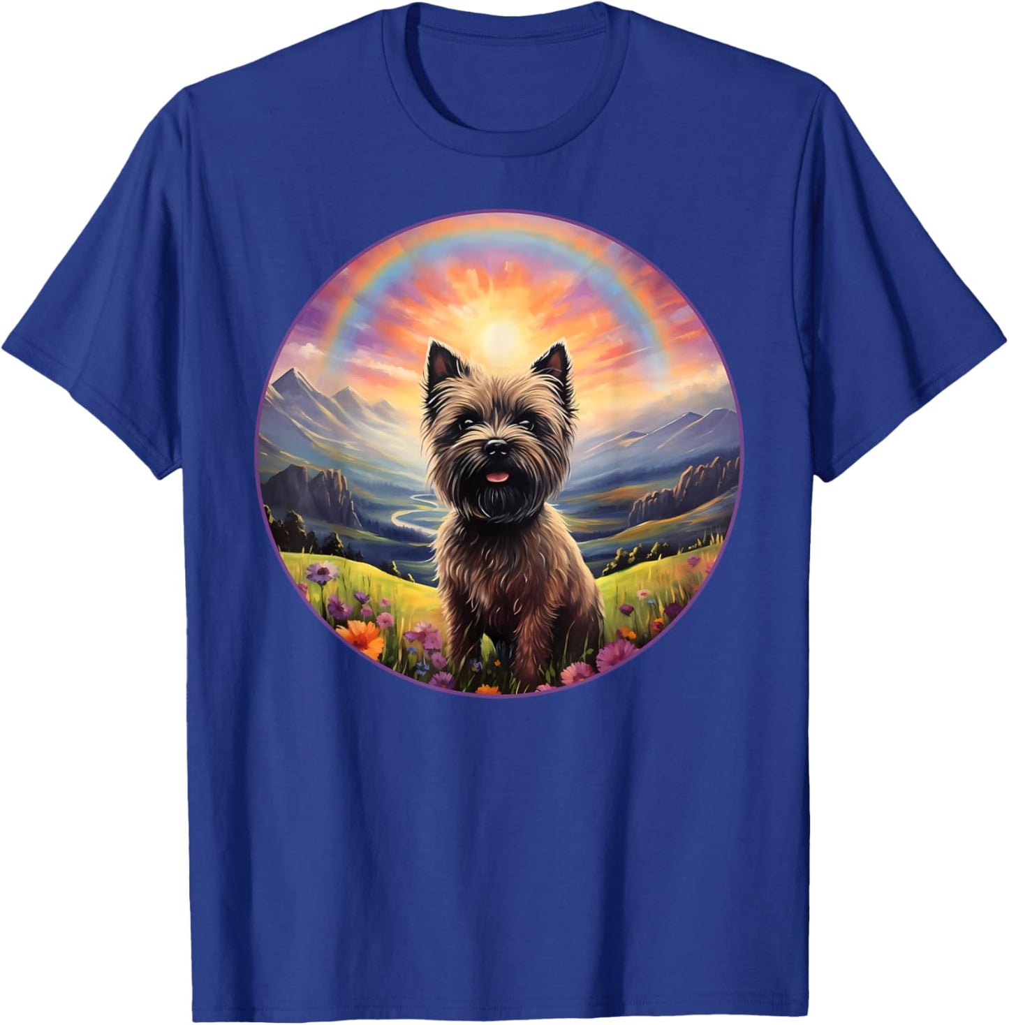 Cairn Terrier Rainbow Bridge Cute Memorial Puppy Dog Art Men Women Girls Kids T-Shirt - T-Shirt | Royal