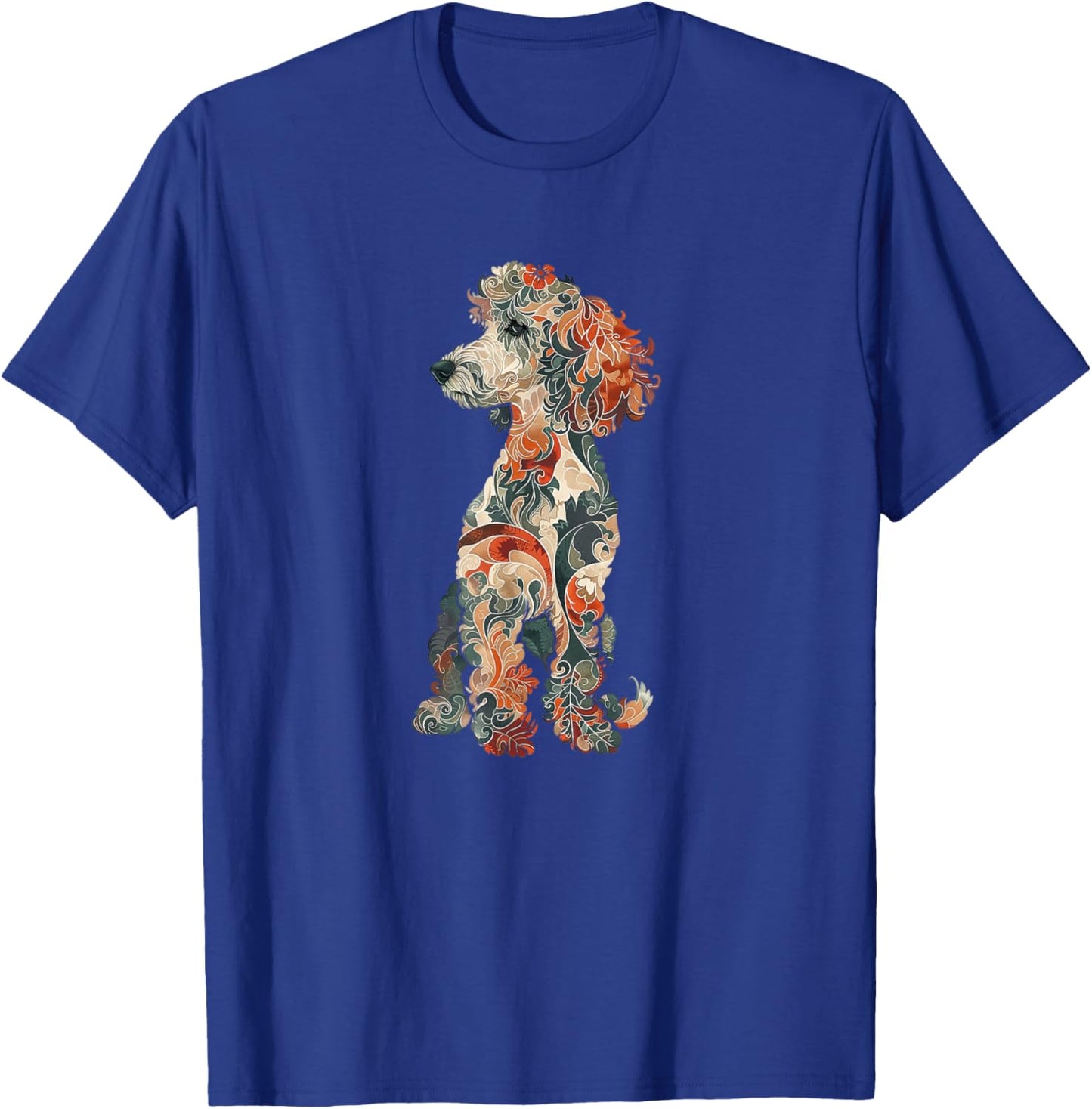 & Girls Multicolored Cute Folk Art Poodle Lover T-Shirt - T-Shirt | Royal