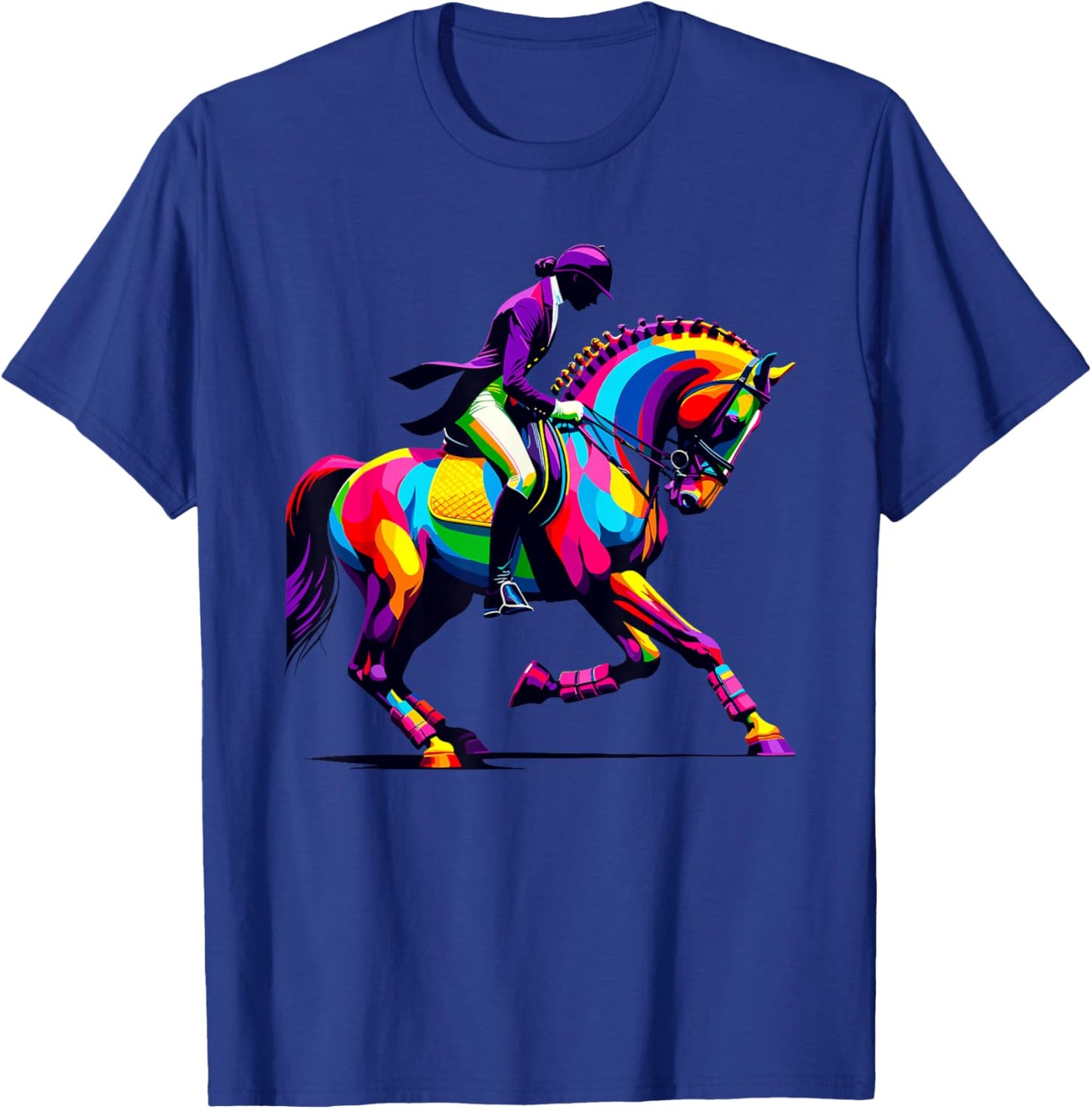 Colorful Pop Art Dressage Horseback Riding Equestrian Horse T-Shirt - T-Shirt | Royal