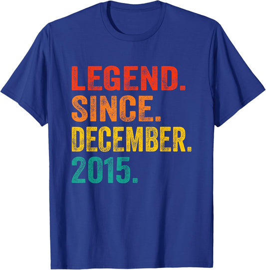 Legend Since December 2015 Retro 10 Years Old 10th Birthday T-Shirt - T-Shirt | Royal