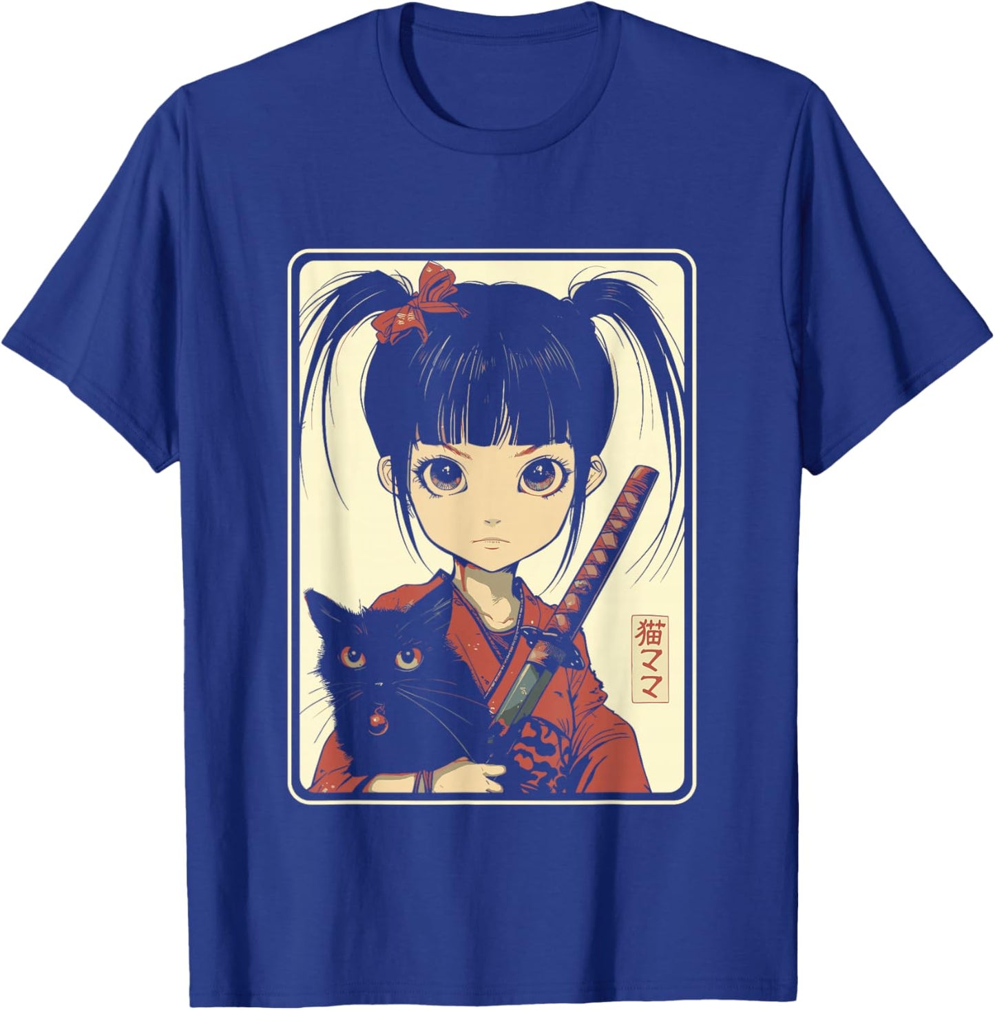 Japanese Gothic Kawaii Anime Samurai Cat Mom Woman Girls T-Shirt - T-Shirt | Royal