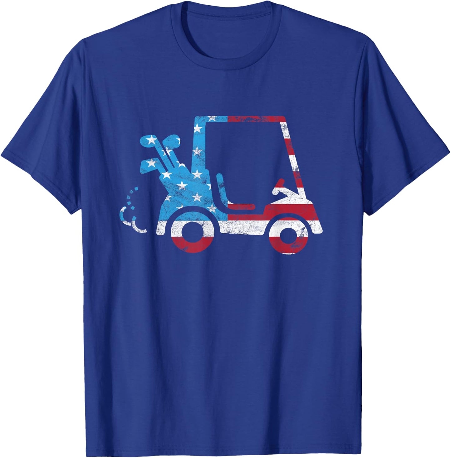 Golf Cart American Flag - Patriotic Golfer T-Shirt - T-Shirt | Royal