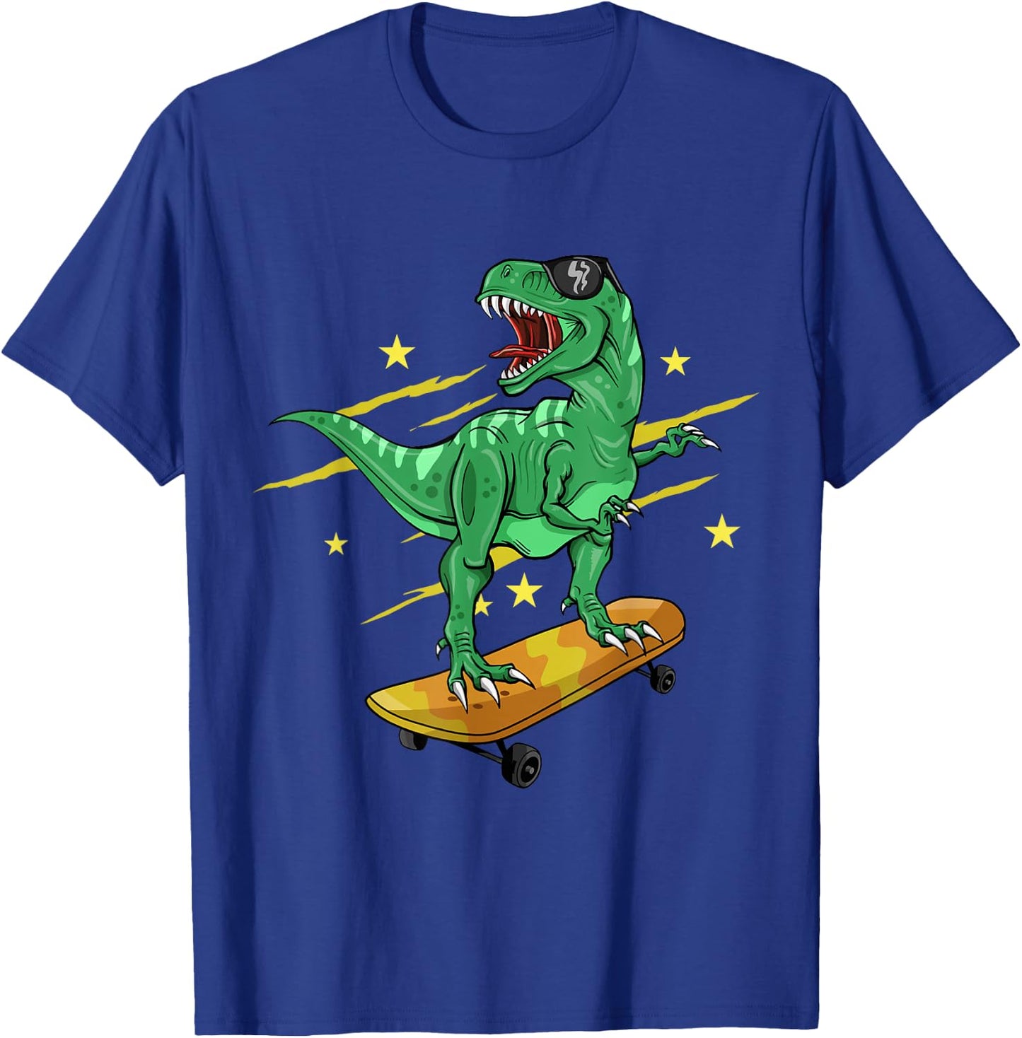 Skating Dinosaur Skateboard T-Shirt - T-Shirt | Royal