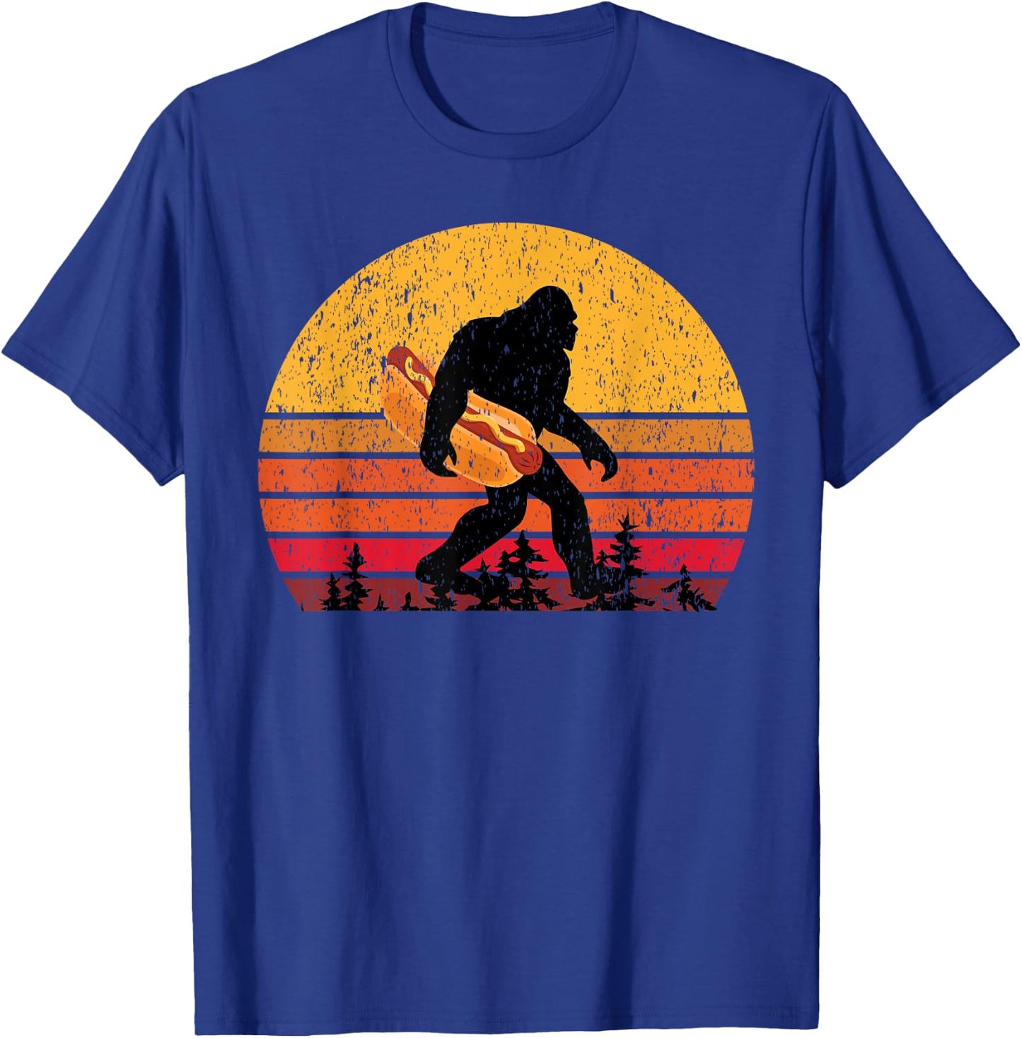 Bigfoot & Men Hot Dog T-Shirt - T-Shirt | Royal