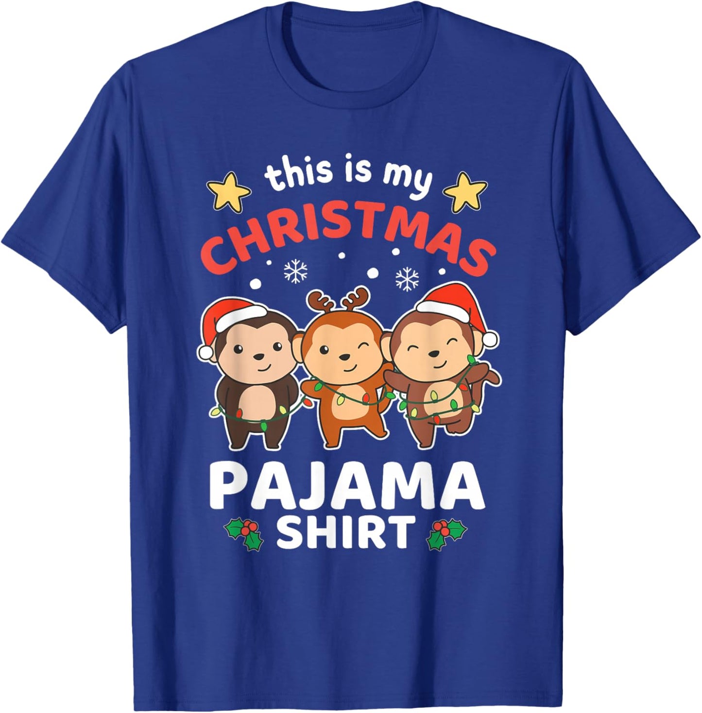 Monkey Christmas This Is My Christmas Pajama T-Shirt - T-Shirt | Royal