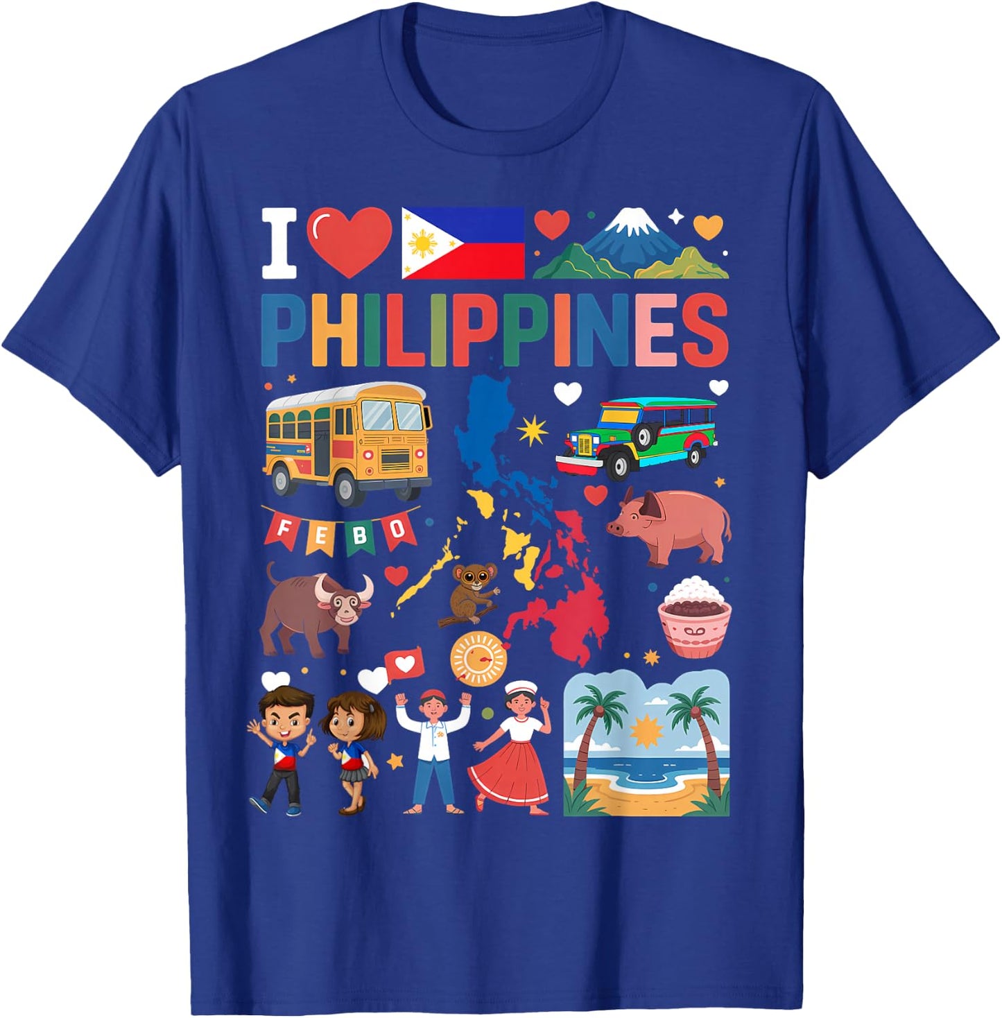 I Love Philippines Proud Filipino Roots T-Shirt - T-Shirt | Royal