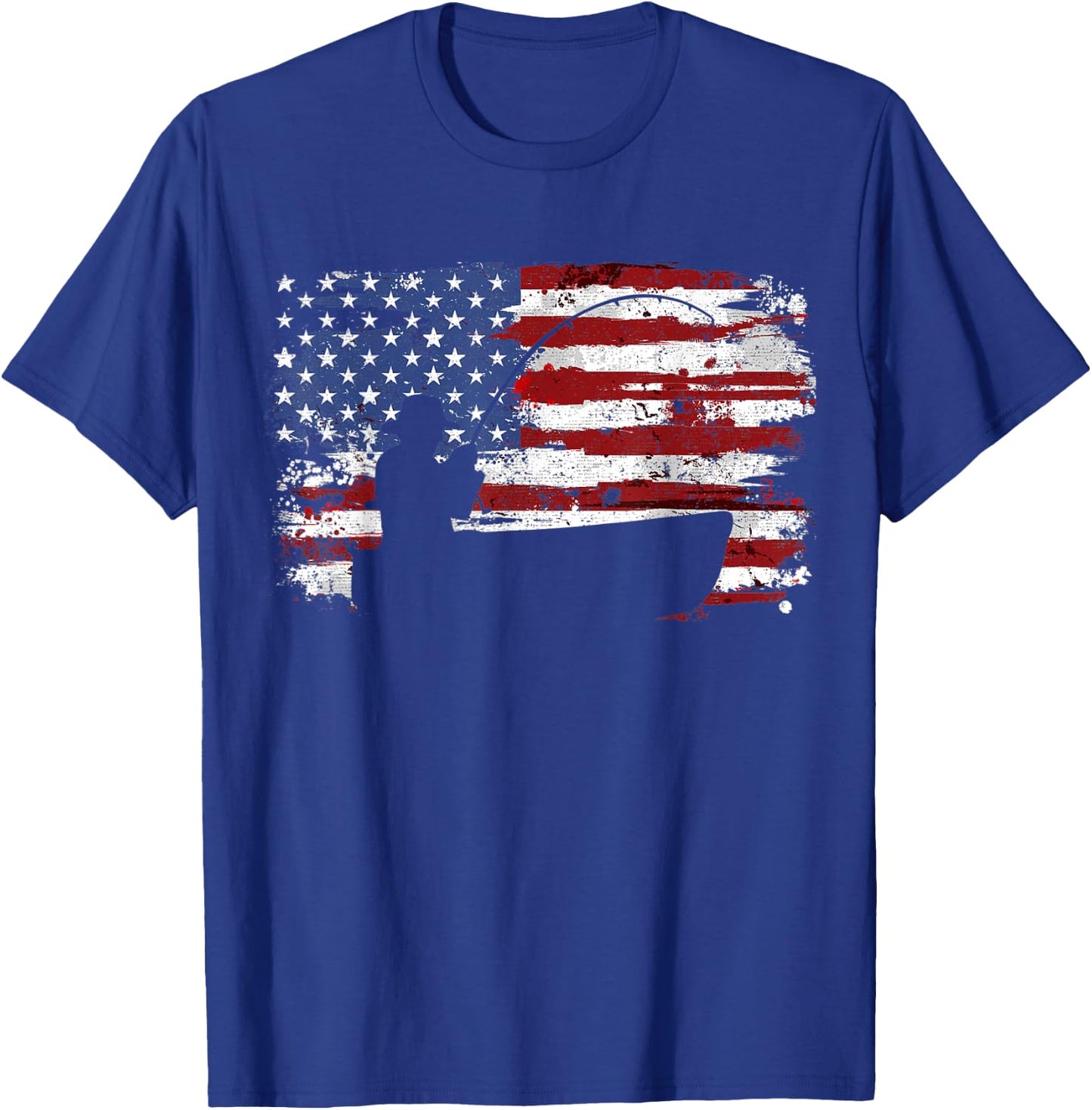 Fishing Vintage American Flag T-Shirt - T-Shirt | Royal