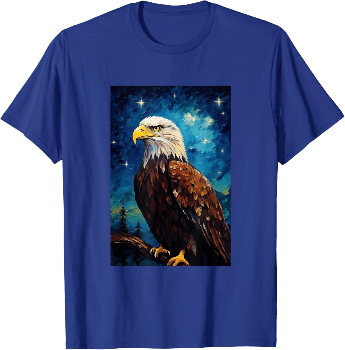 Eagle Designs. Bald Eagle Bird - -Adults, Kids - Black - Short Sleeve - Small - Classic Fit T-Shirt - T-Shirt | Royal
