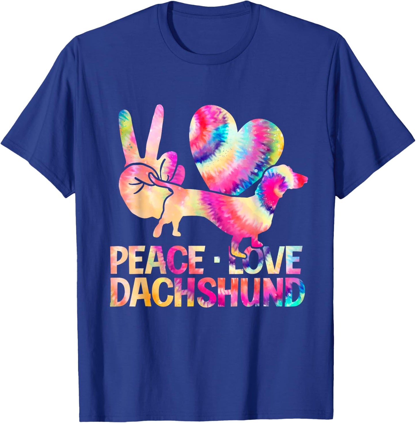 Hippie Dog Cute Animal Lover Gift Wiener Tie Dye Dachshund T-Shirt - T-Shirt | Royal