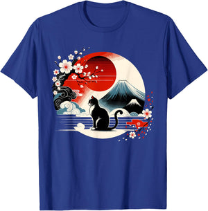 Kawaii Cat Anime Japanese Retro Men Women Kids Funny Cat T-Shirt - T-Shirt | Royal