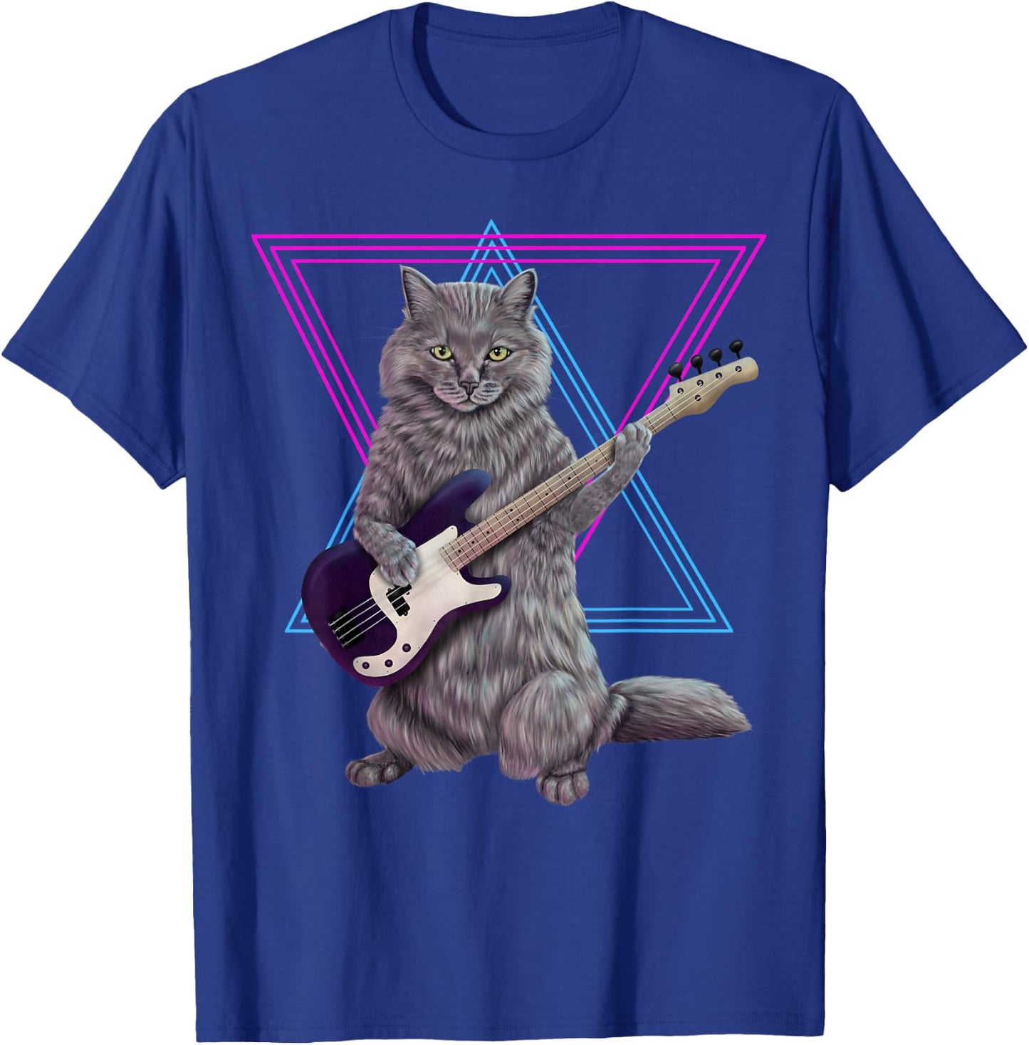 Basskatze - Rockkitty on a Bass Guitar T-Shirt - T-Shirt | Royal