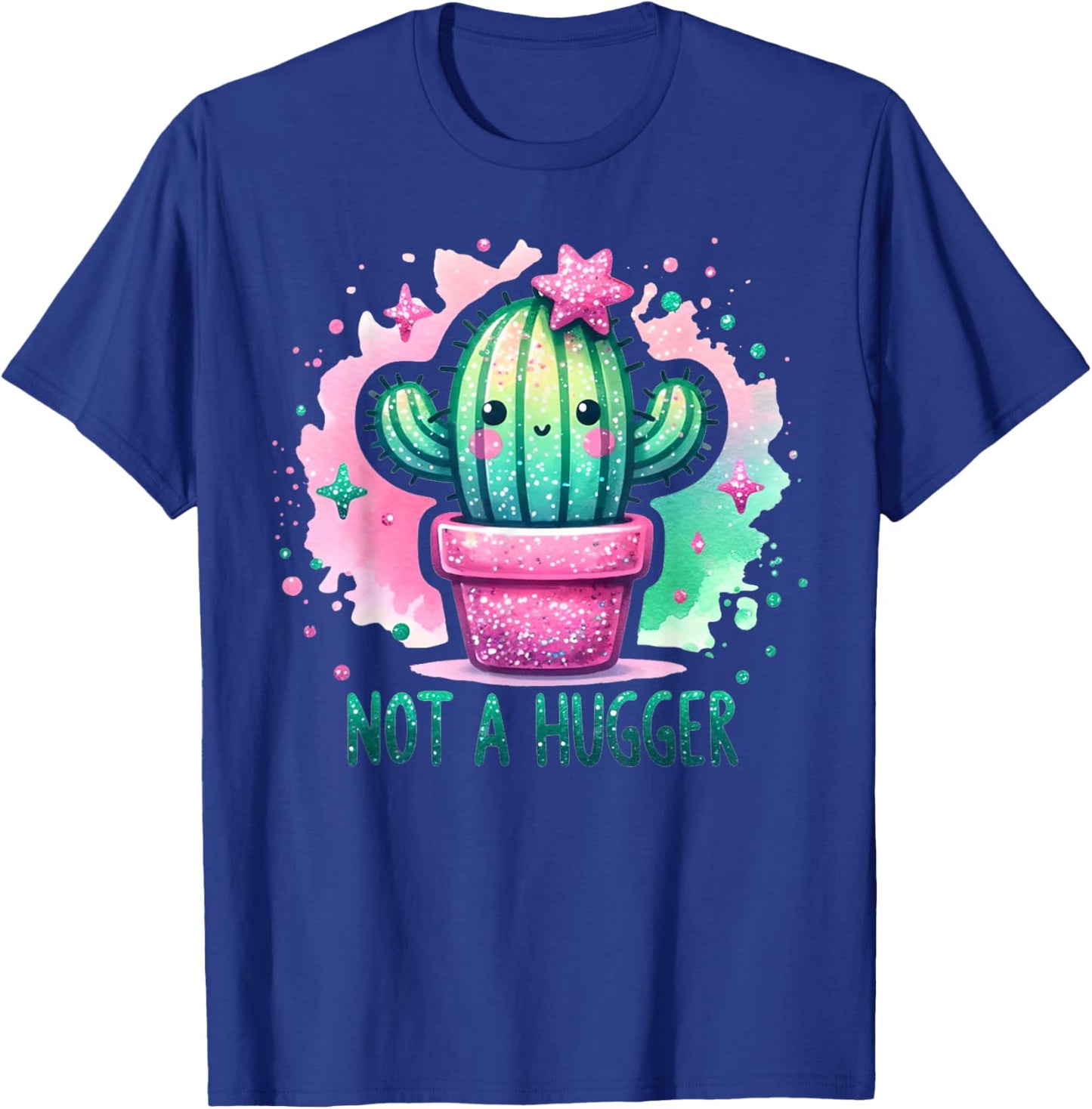 Not A Hugger Funny Vintage Cactus Cute Girl Women Sarcastic T-Shirt - T-Shirt | Royal