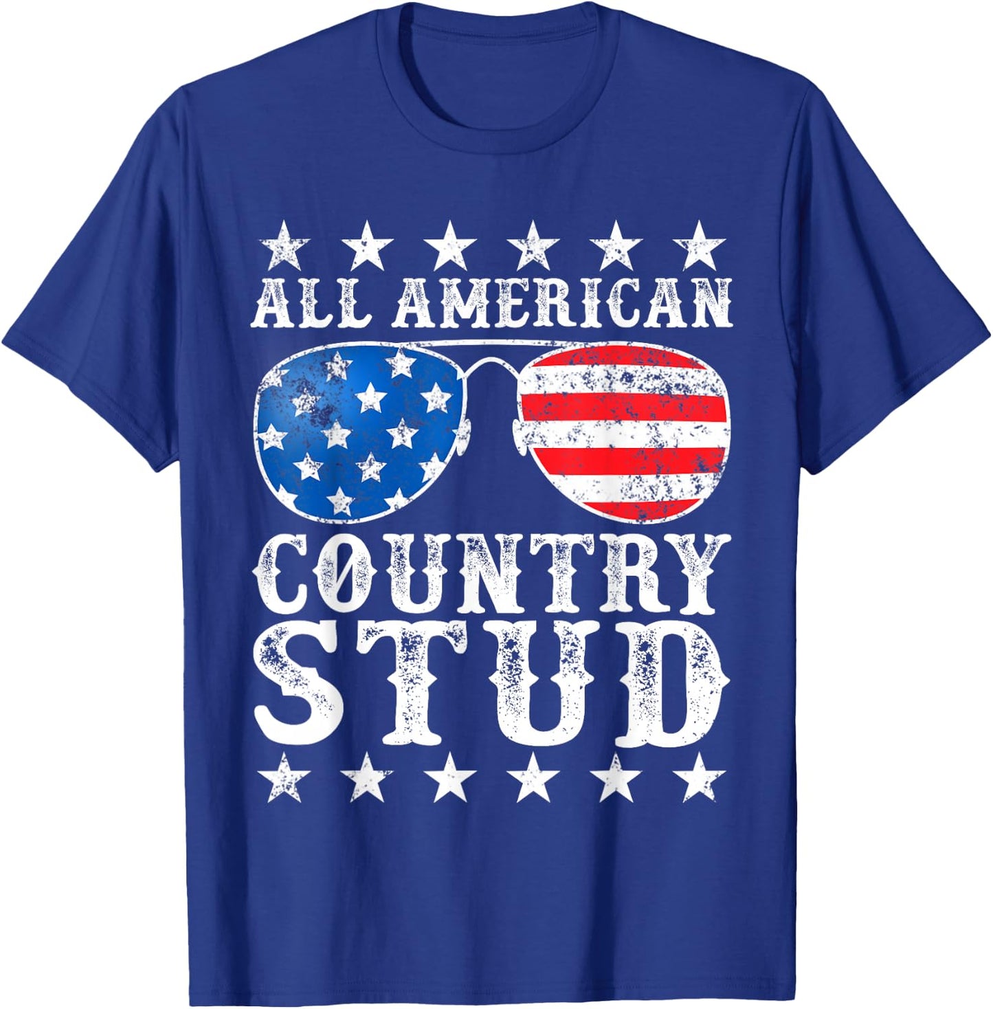 All American Stud Boy Country 4th of July USA Flag Gift T-Shirt - T-Shirt | Royal