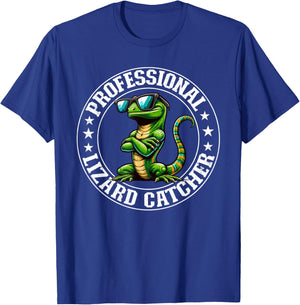 Professional Lizard Catcher Funny Retro Gecko Lizard Hunter T-Shirt - T-Shirt | Royal