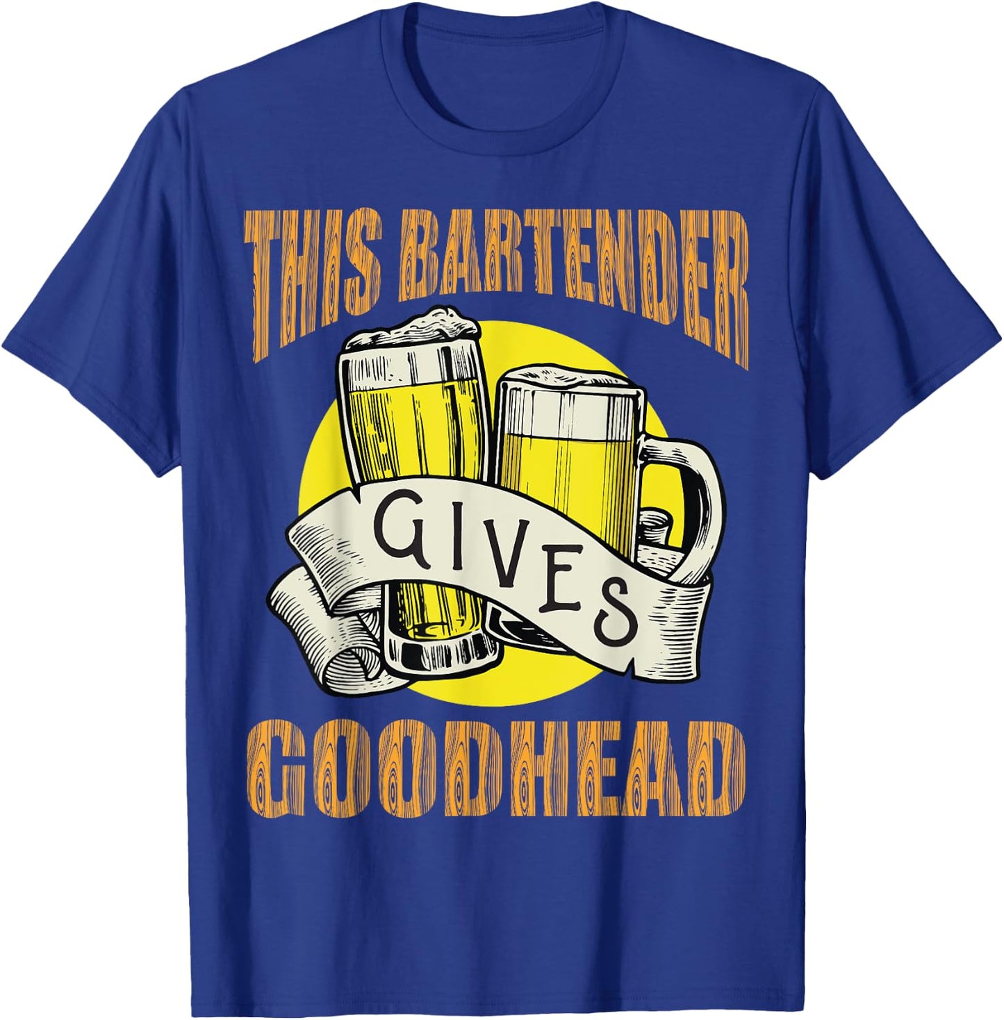 This bartender Gives Good Heads Funny Vintage Bartender T-Shirt - T-Shirt | Royal