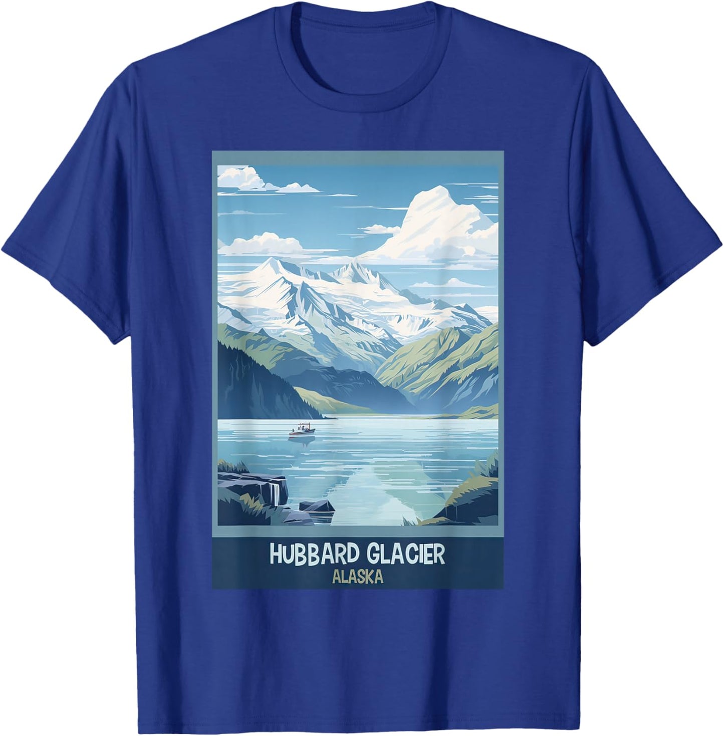 Hubbard Glacier, Alaska Retro Travel Poster Graphic T-Shirt - T-Shirt | Royal