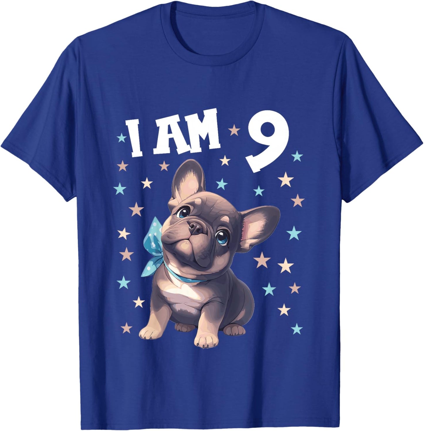 Kids 9 Years old 9th birthday French Bulldogs French Bulldog T-Shirt - T-Shirt | Royal