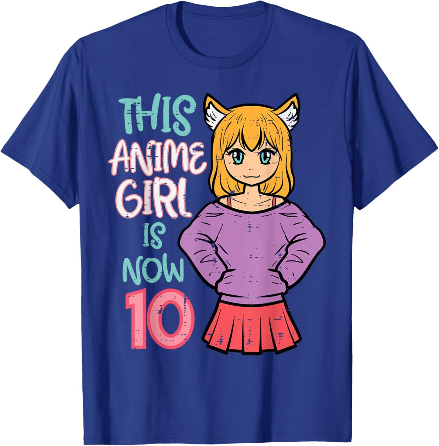 This Anime Girl is Now 10 Bday 10th Birthday Japanese Manga T-Shirt - T-Shirt | Royal