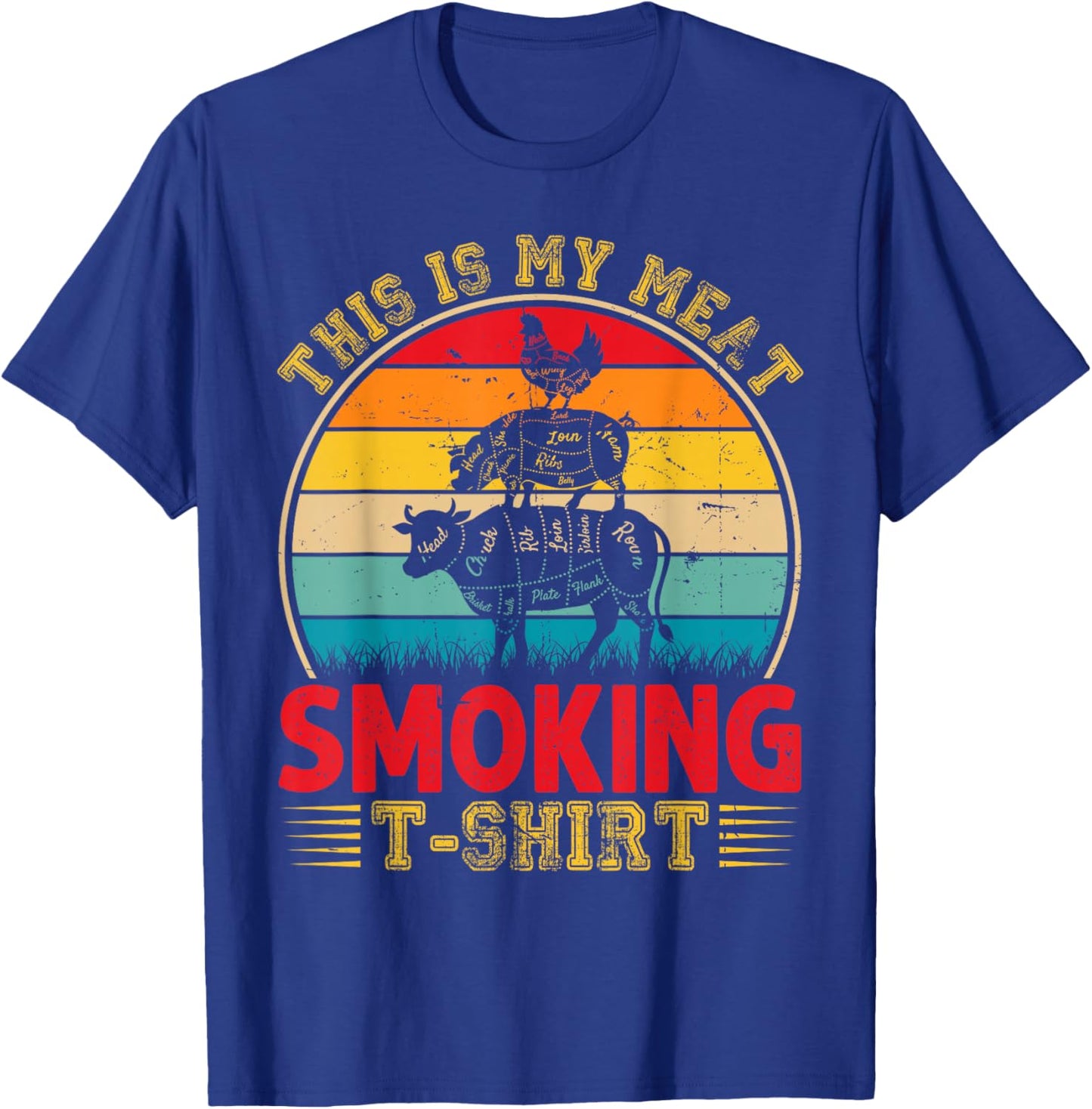 Vintage This Is My Meat Smoking BBQ Smokers Lovers T-Shirt - T-Shirt | Royal
