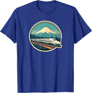 Bullet Train Mount Fuji Japanese Souvenir Shinkansen Train T-Shirt - T-Shirt | Royal