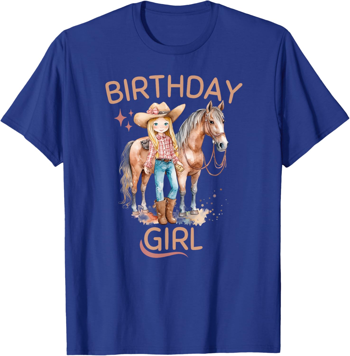 Birthday Girl, Horse Lover, and Cowgirl, Birthday T-Shirt - T-Shirt | Royal