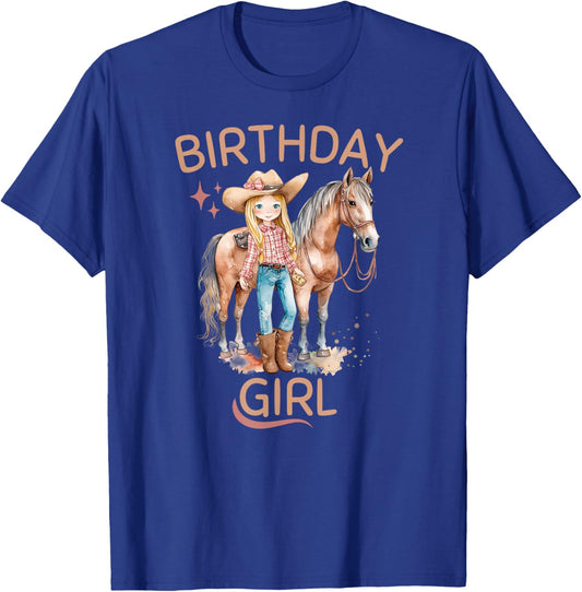 Birthday Girl, Horse Lover, and Cowgirl, Birthday T-Shirt - T-Shirt | Royal