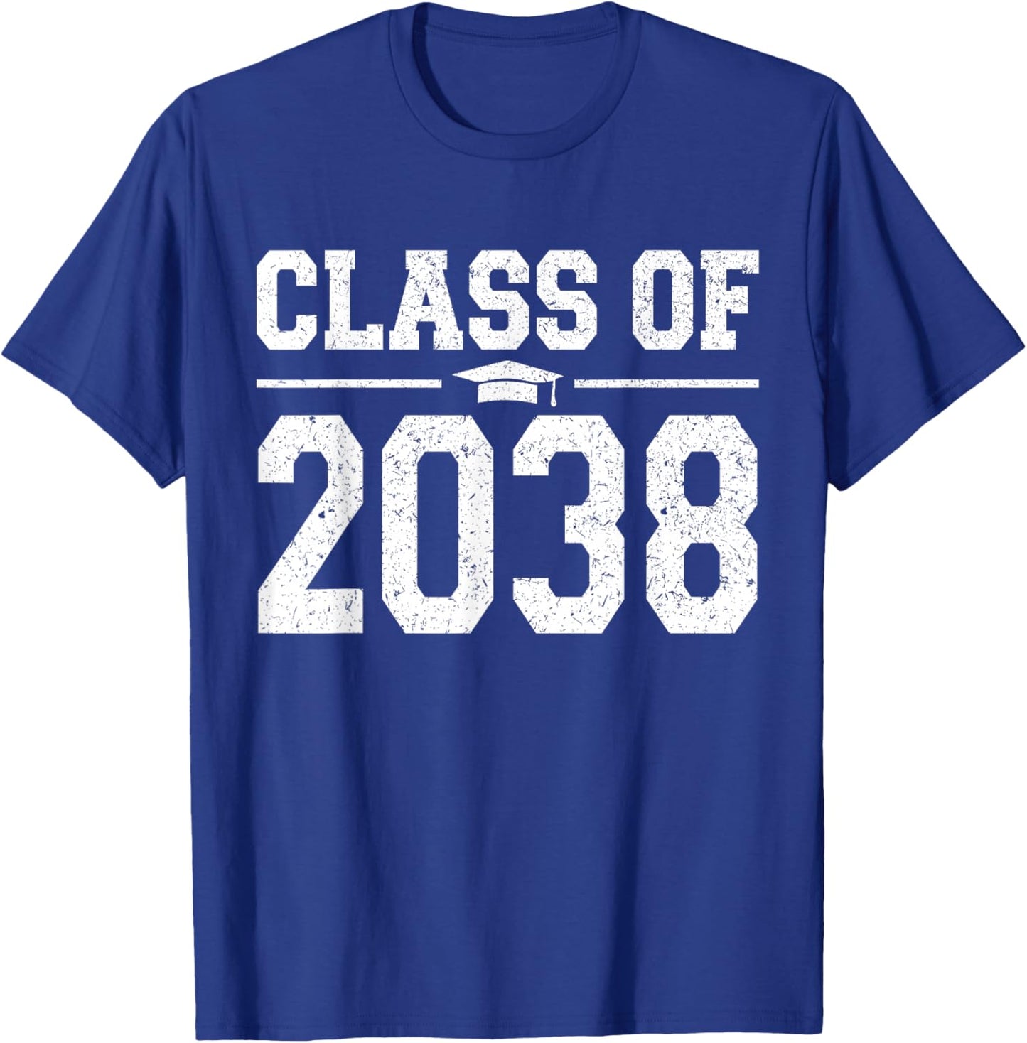 Class of 2038 Grow With Me Graduation Vintage Kindergarten T-Shirt - T-Shirt | Royal