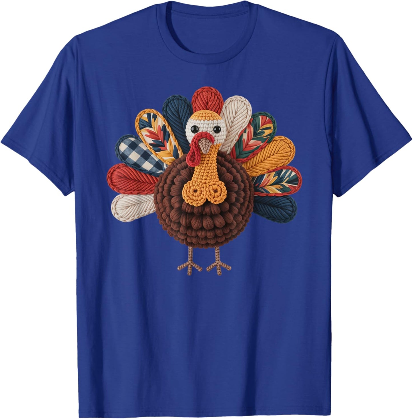 Crochet Turkey Thanksgiving Fall Cute Family Holiday Yarn T-Shirt - T-Shirt | Royal